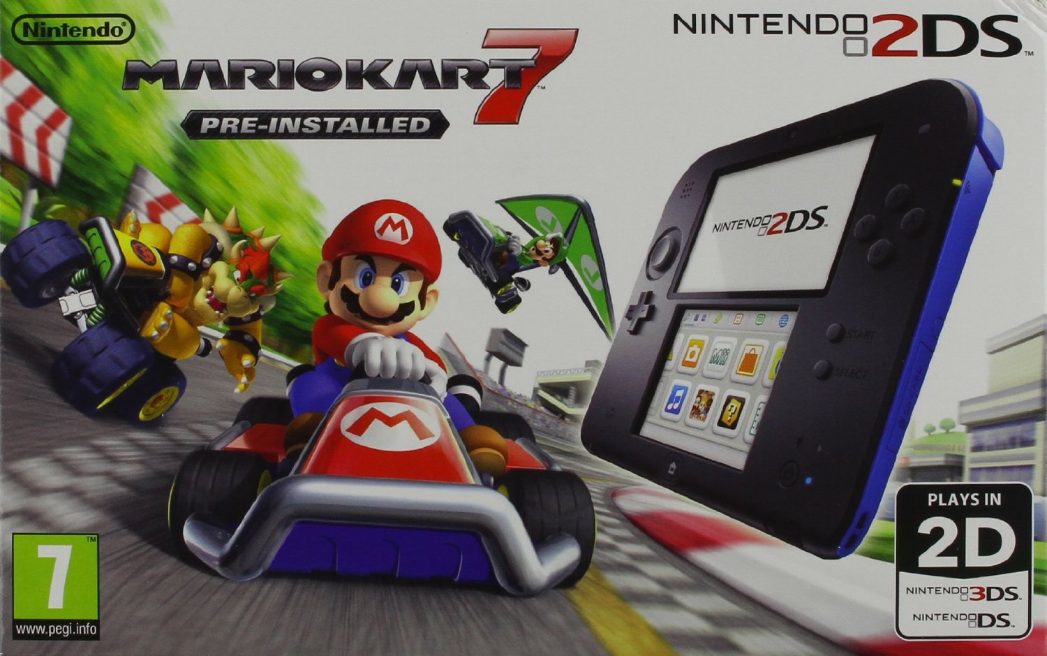 Nintendo 2DS Console with Pre-installed Mario Kart 7 (Black/Blue) (Nintendo 2DS)