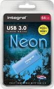 Integral Neon 64 GB USB 3.0 Flash Drive - Blue
